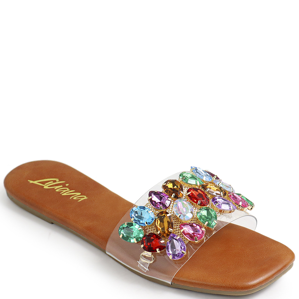 CRYSTAL CLEAR STRAP SLIDE 12 PAIRS