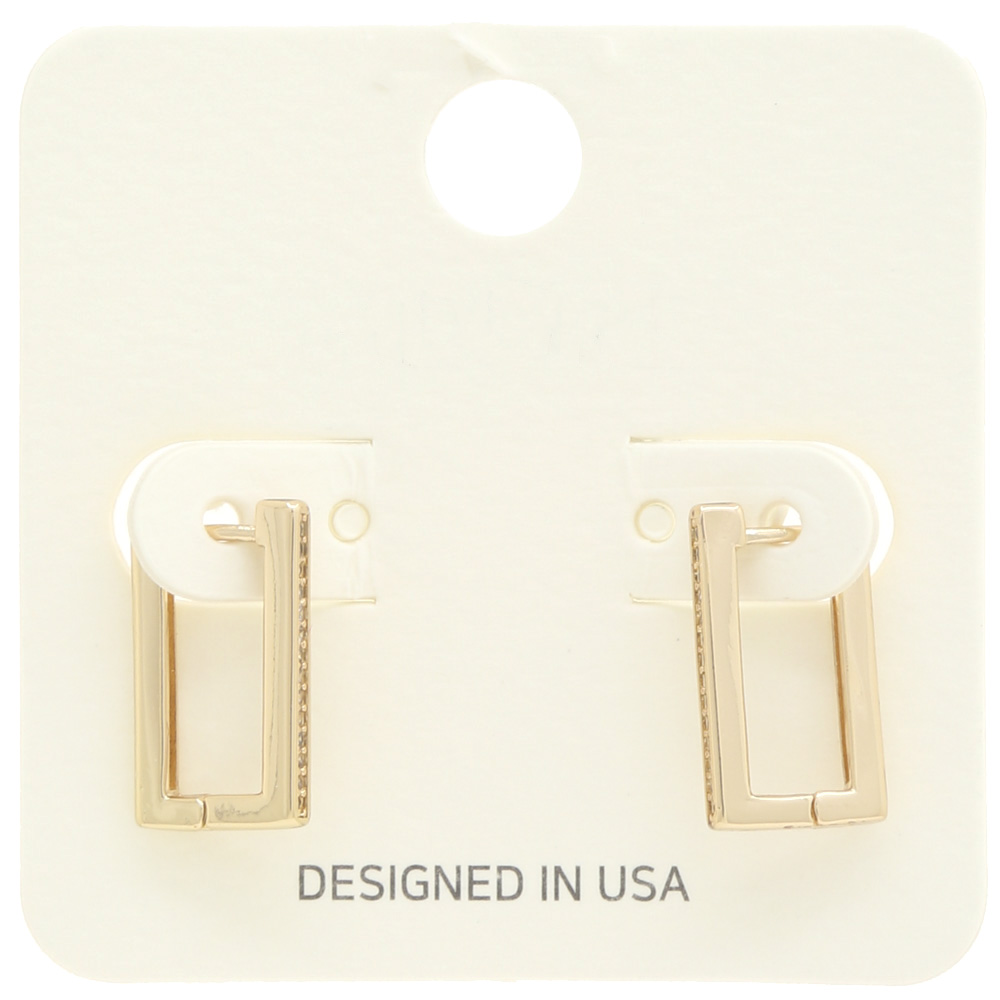 RHINESTONE EDGE RECTANGLE EARRING