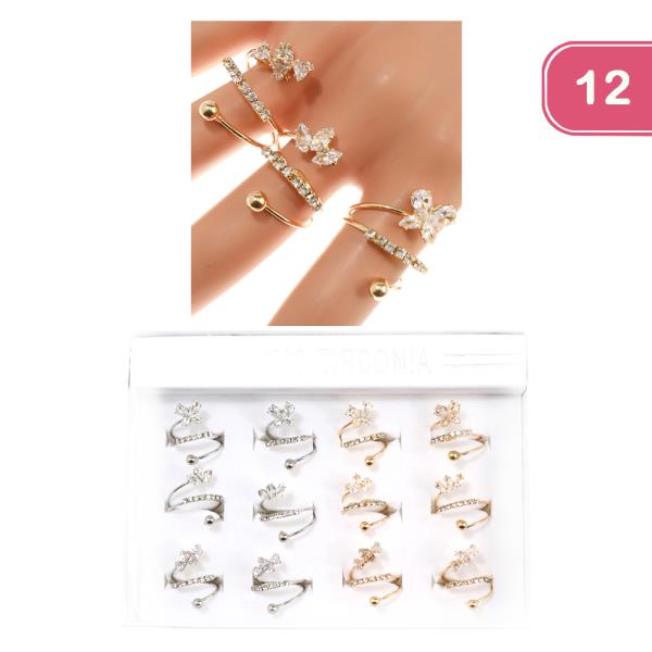 FASHION METAL RHINESTONE RING (12UNITS)