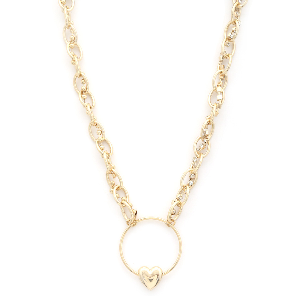 SODAJO ROUND HEART METAL NECKLACE