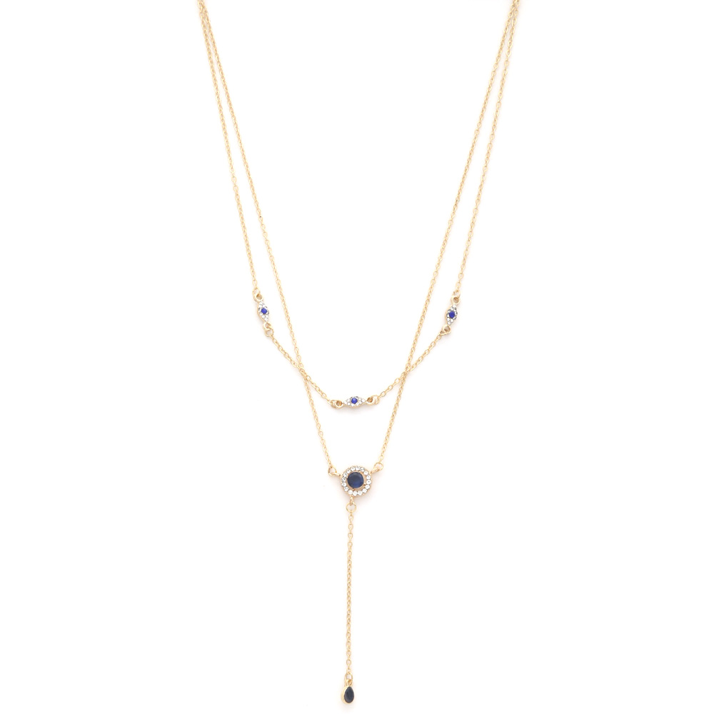 SODAJO CRYSTAL METAL LAYERED NECKLACE