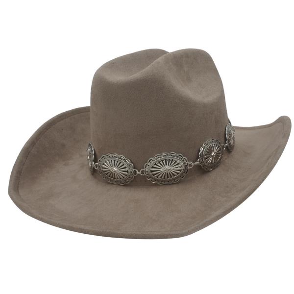 METAL CONCHO BANDED COWBOY HAT