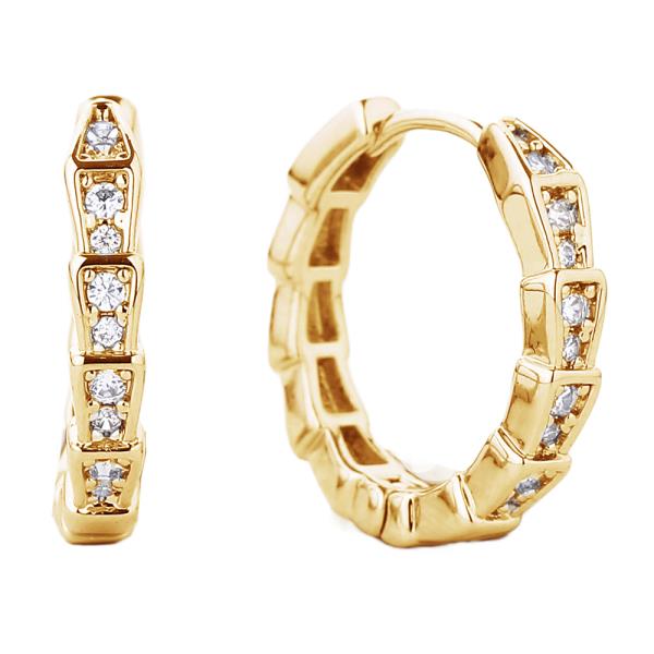 14K GOLD/WHITE GOLD DIPPED HUGGIE HOOP CZ PAVED 19MM EARRING