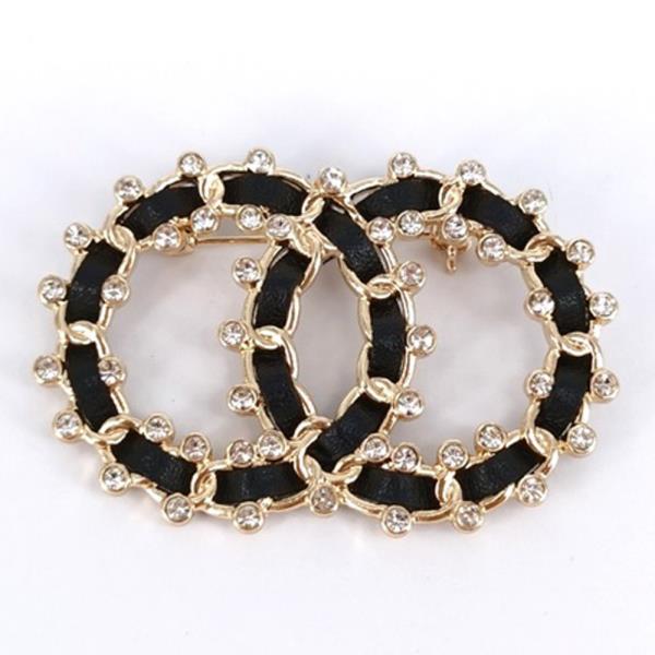 RHINESTONE DOUBLE CIRCLE LINK BROOCH