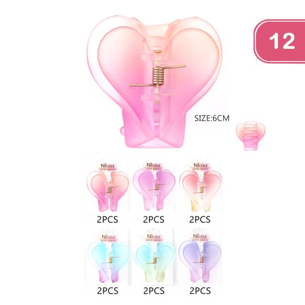 FASHION HEART JAW HAIR CLIP (12 UNITS)