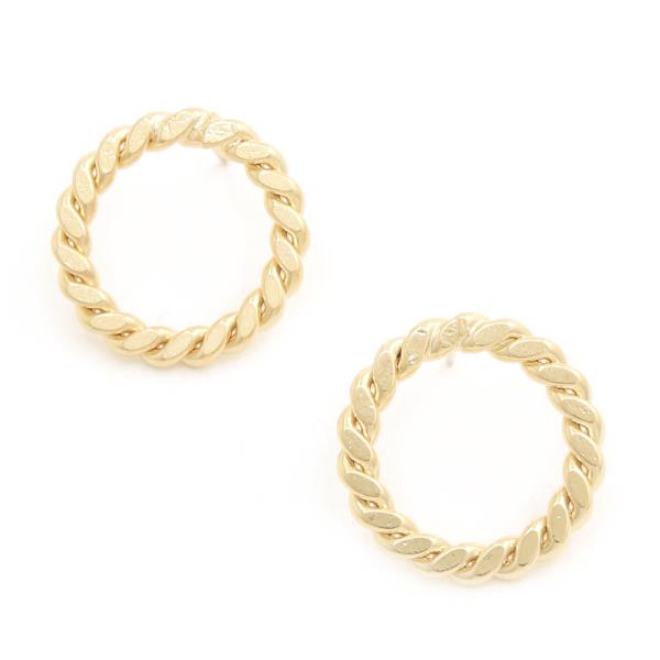 14K GOLD DIPPED BRIADED ROUND EARRING