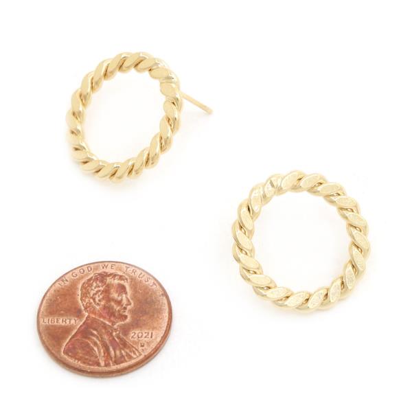 14K GOLD DIPPED BRIADED ROUND EARRING