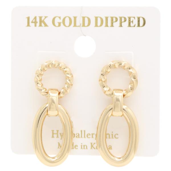 14K GOLD DIPPED CIRCLE OVAL EARRING