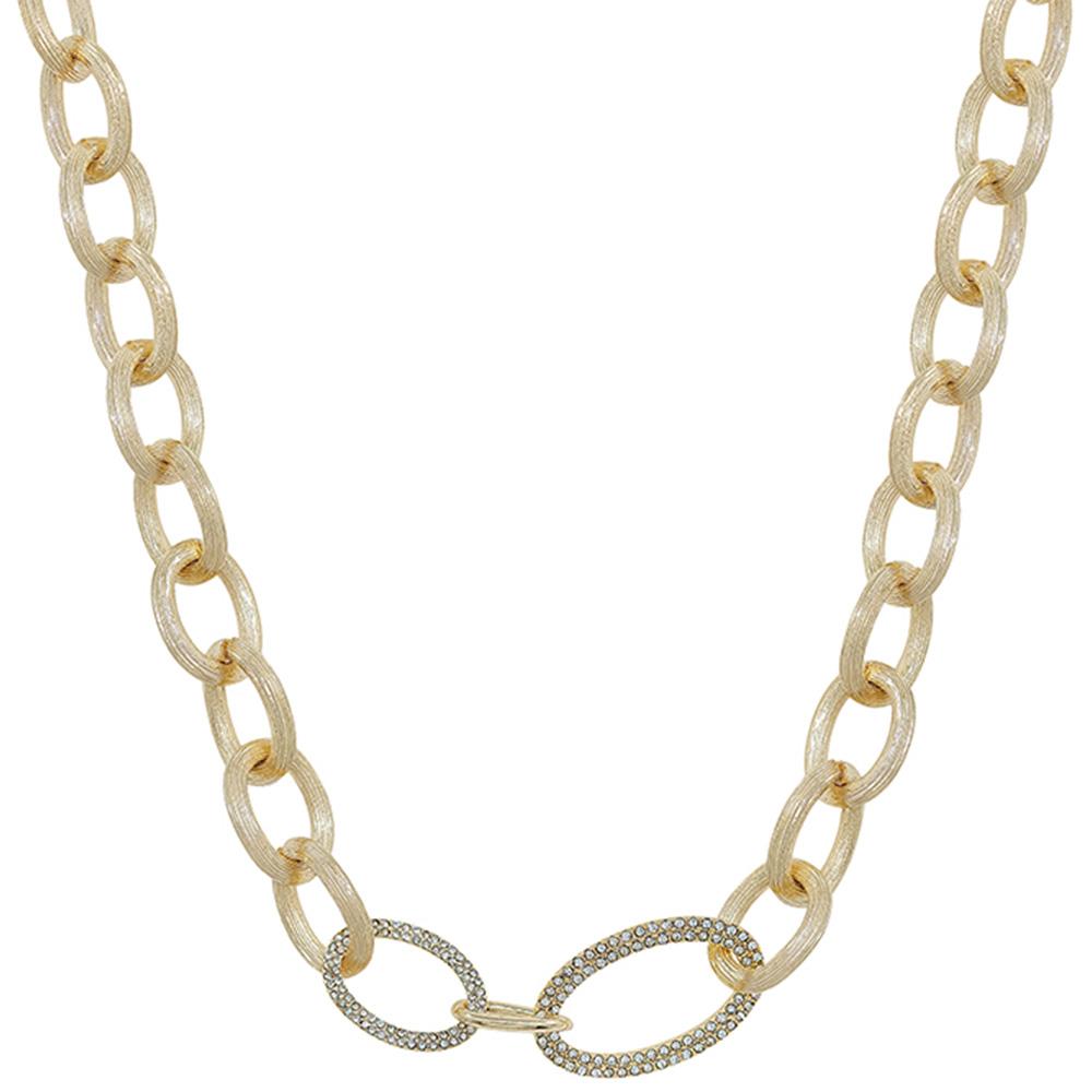 DOUBLE PAVE OVAL LINK NECKLACE