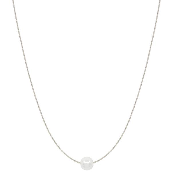 FRESHWATER PEARL ACCENT THIN SNAKE LINK NECKLACE