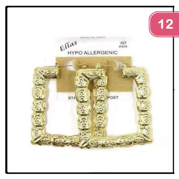 STAINLESS STEEL HOOP EARRING (12 UNITS)