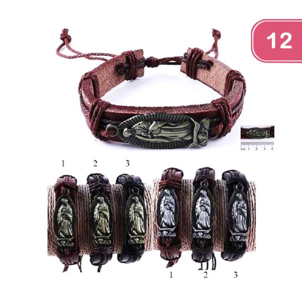 OUR LADY OF GUADALUPE LEATHER BRACELET (12 UNITS)