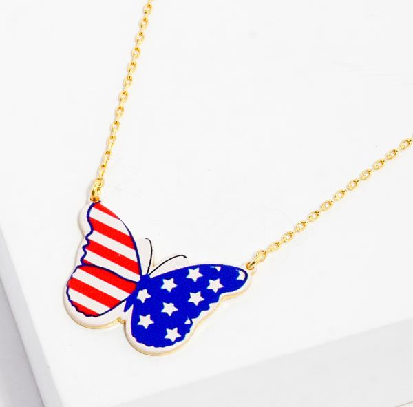 BUTTERFLY PATRIOTIC NECKLACE