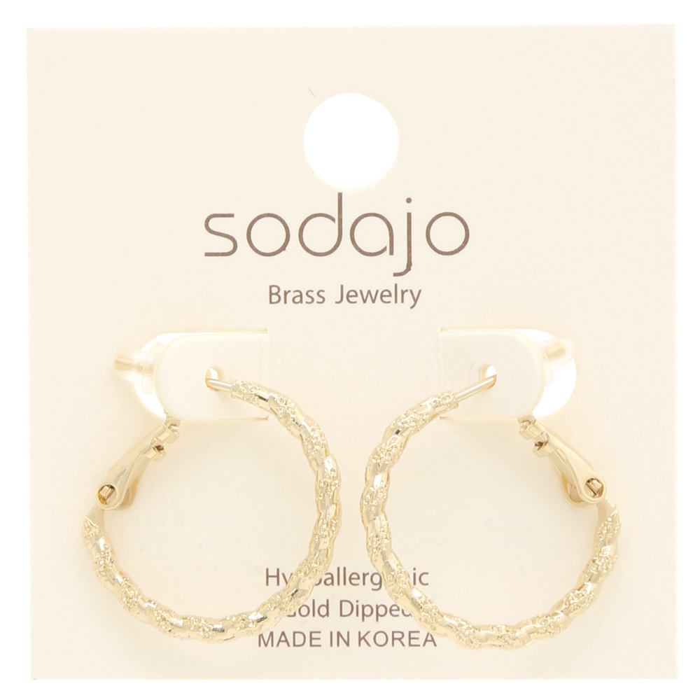 SODAJO TEXTURE GOLD DIPPED HOOP EARRING