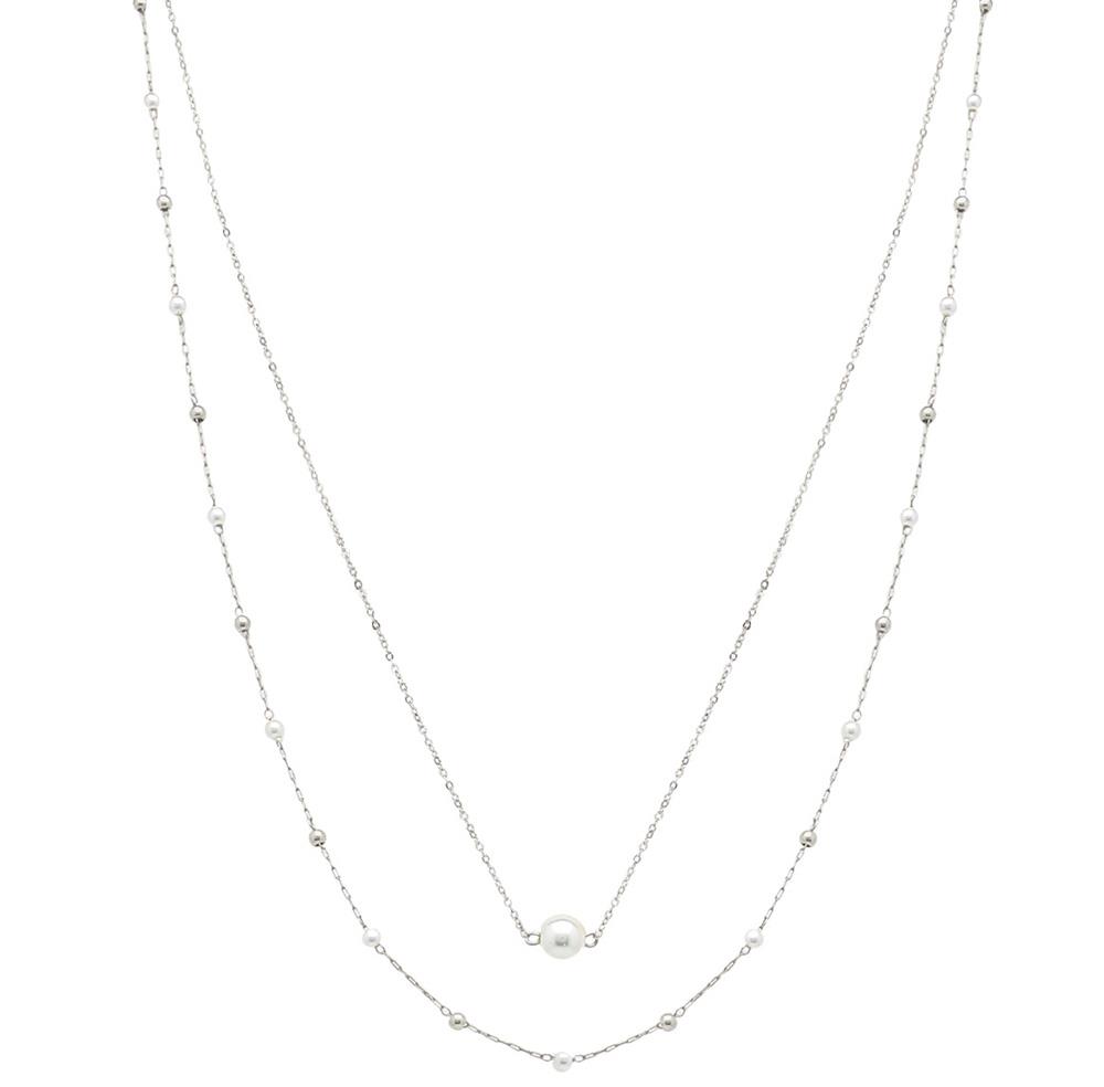 PEARL BEAD LAYERED NECKLACE