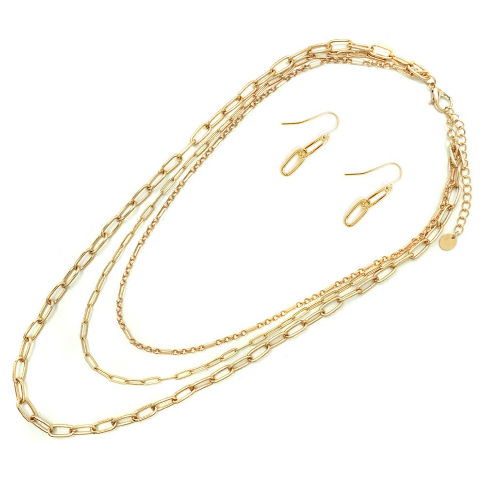 OVAL LINK METAL LAYERED NECKLACE