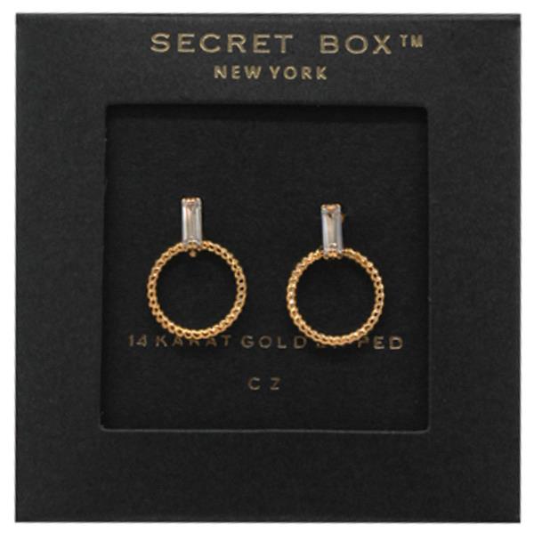 GOLD DIPPED ROUND SHAPE WITH CZ BAR  EARRING