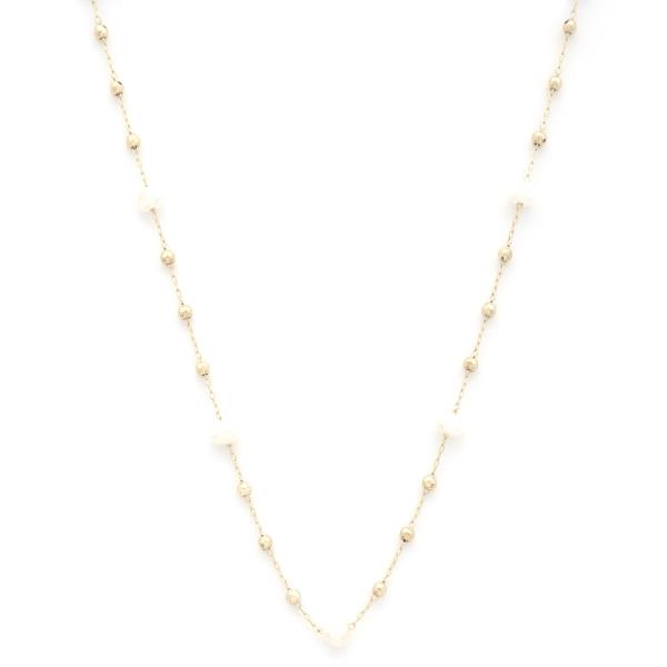 PEARL METAL BALL BEAD NECKLACE