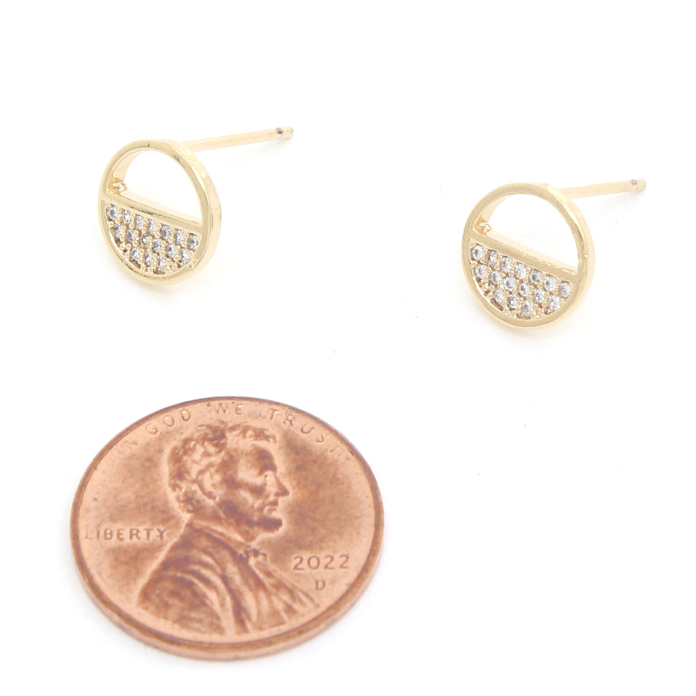14K GOLD DIPPED CZ ROUND STUD EARRING