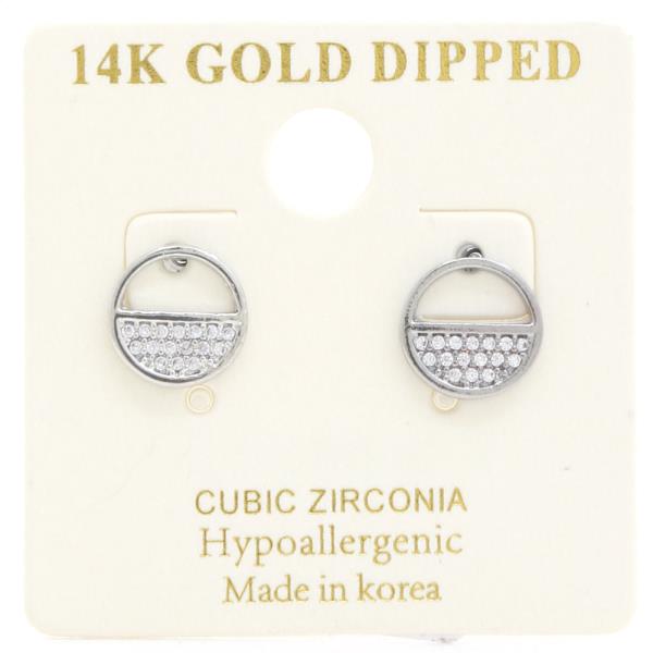 14K GOLD DIPPED CZ ROUND STUD EARRING