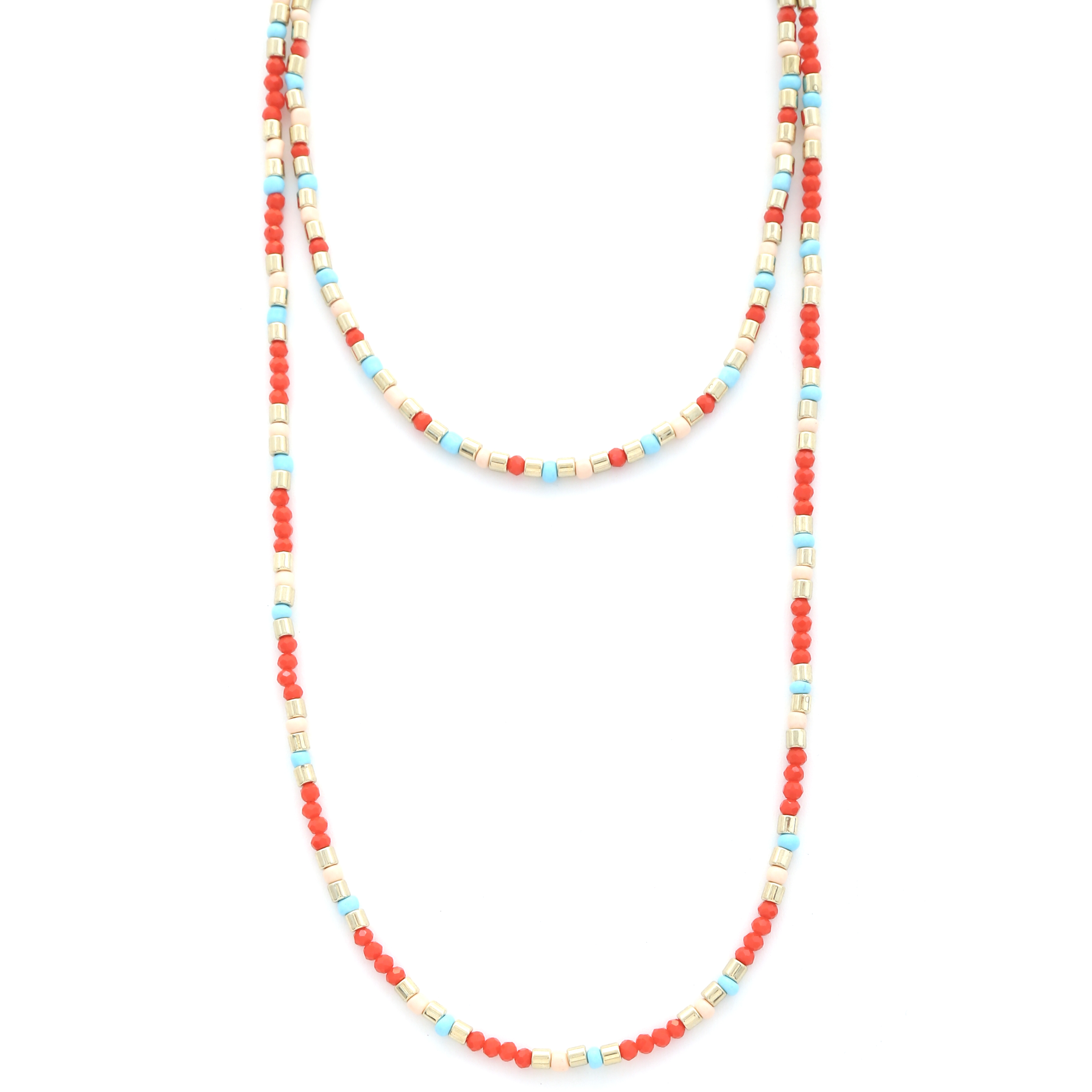 SEED BEAD 2 LAYERED LONG NECKLACE