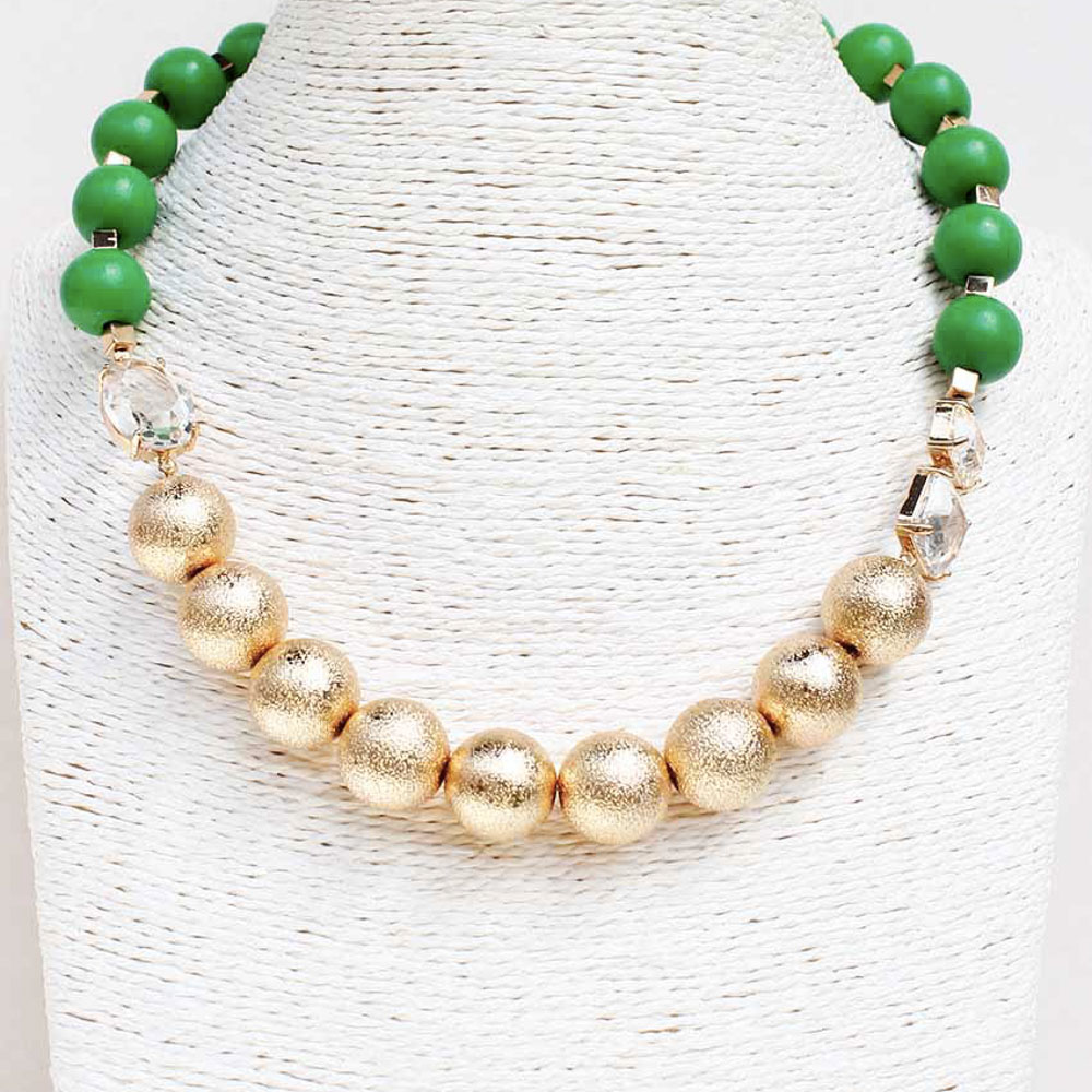 METAL COLOR BALL MIX BEAD NECKLACE