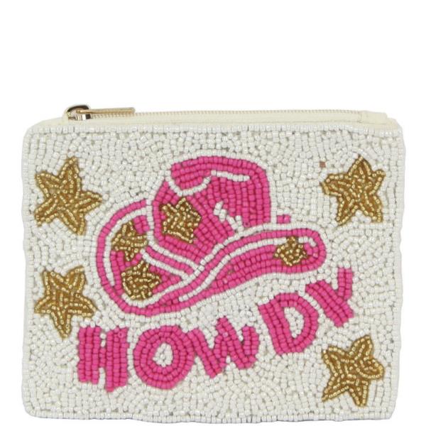 FASHION FULLY SEED BEAD HOWDY ZIPPER BAG