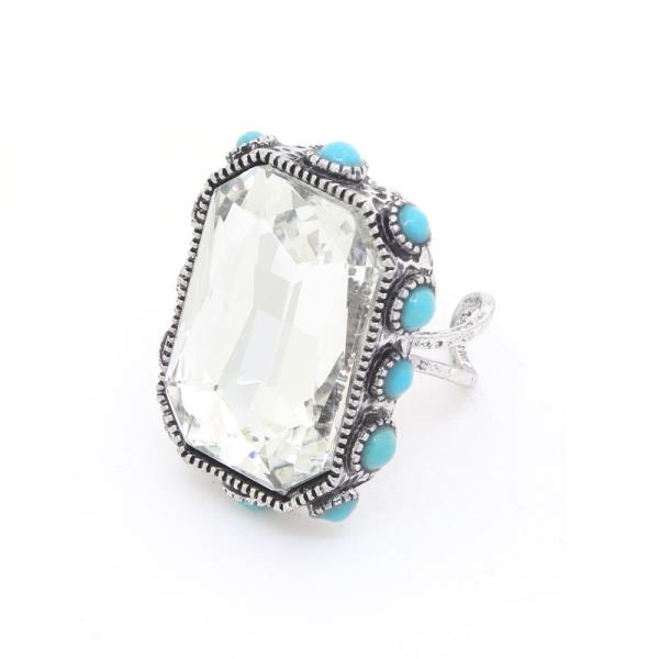 CRYSTAL TURQUOISE BEAD RING