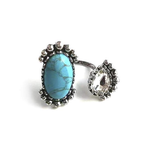 OVAL TURQUOISE CRYSTAL RING