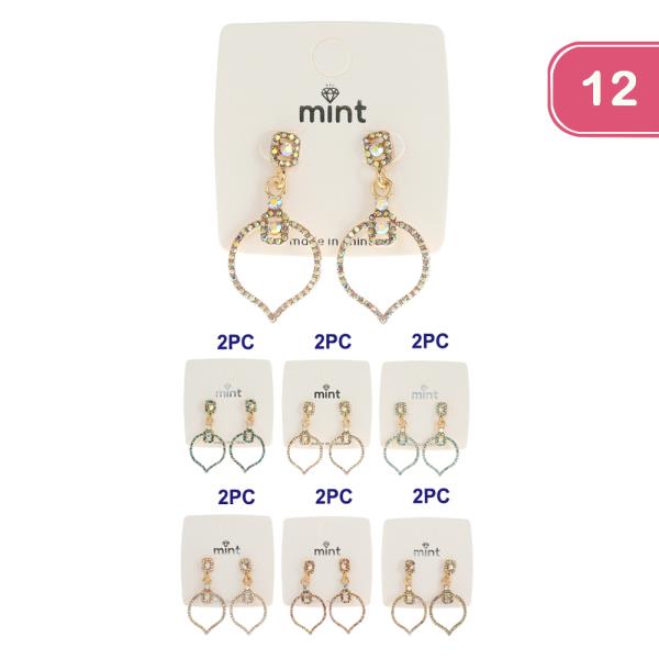 FASHION RHINESTONE DANGLE EARRING (12UNITS)