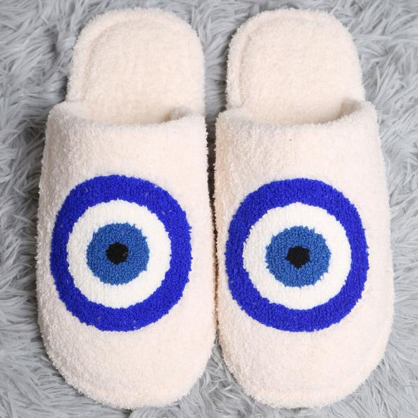 EVIL EYE PRINT SOFT HOME INDOOR FLOOR SLIPPERS