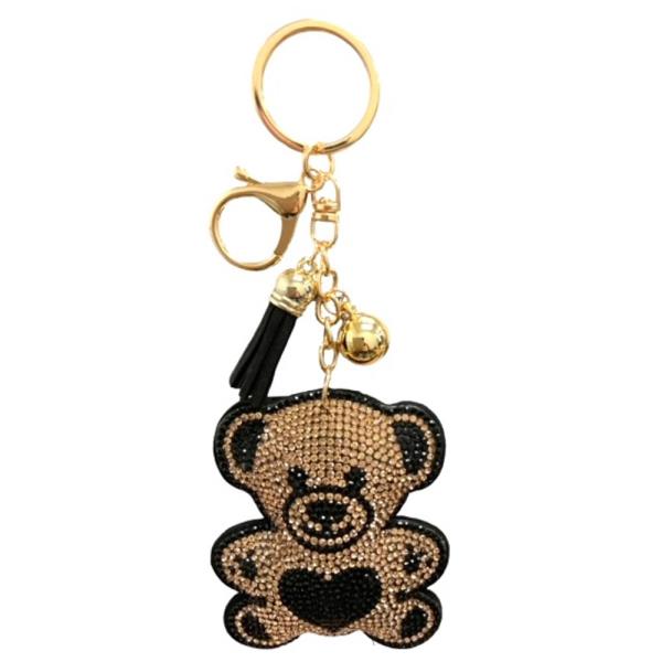 TEDDY BEAR PUFFY CRYSTAL KEYCHAIN