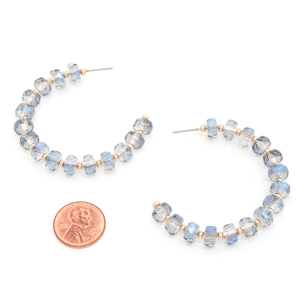 CRYSTAL BEAD OPEN CIRCLE POST EARRING