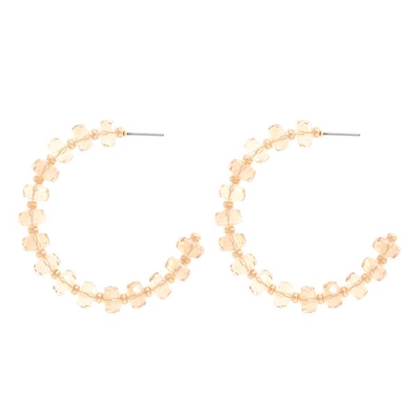 CRYSTAL BEAD OPEN CIRCLE POST EARRING