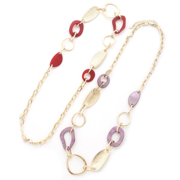 CHUNKY METAL RESIN LINK CHAIN LONG NECKLACE