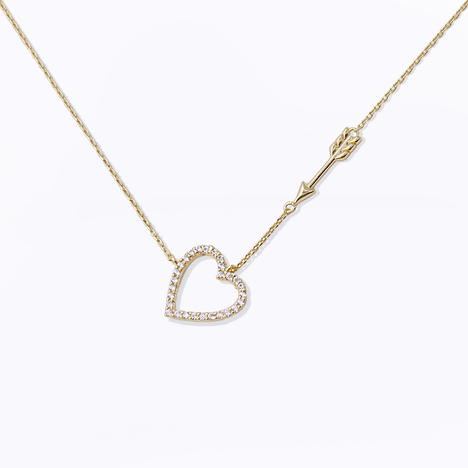 18K GOLD RHODIUM DIPPED CUPID ARROW NECKLACE