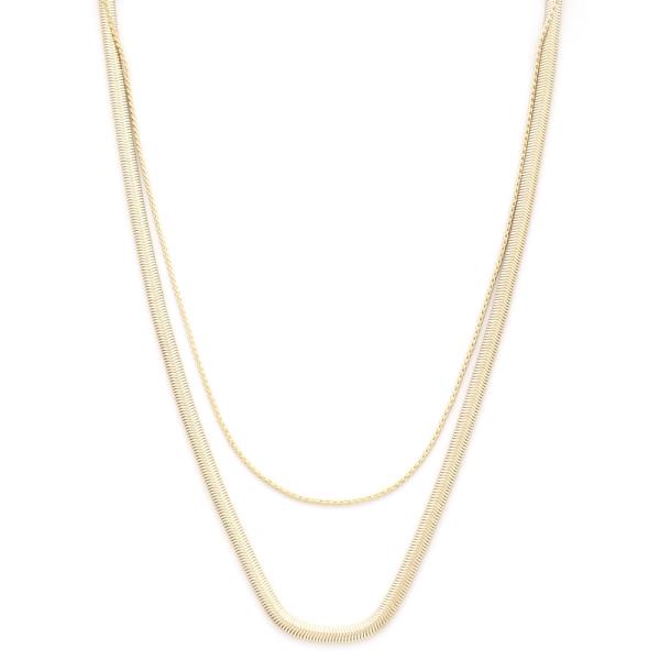 FLAT SNAKE CHAIN METAL LAYERED NECKLACE