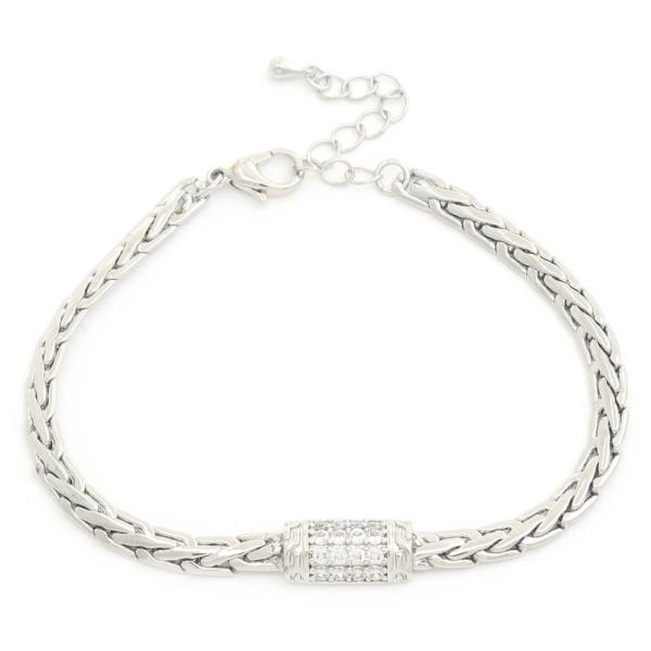 CRYSTAL WHEAT LINK METAL BRACELET