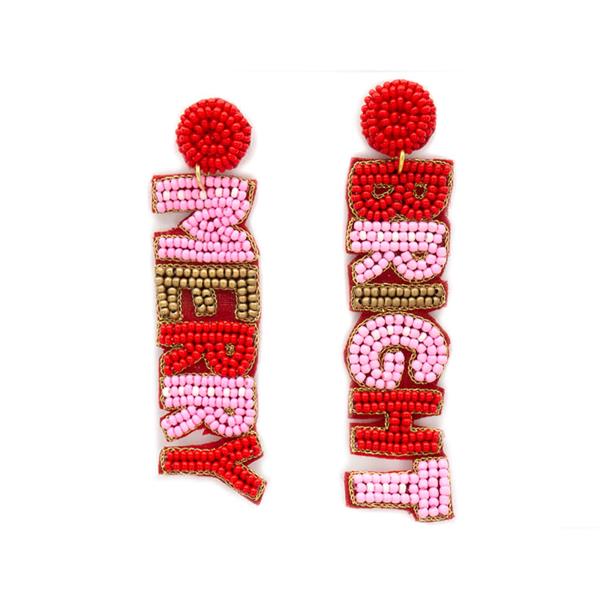 SEED BEAD "BRIGHT" "MERRY"  POST EARRING