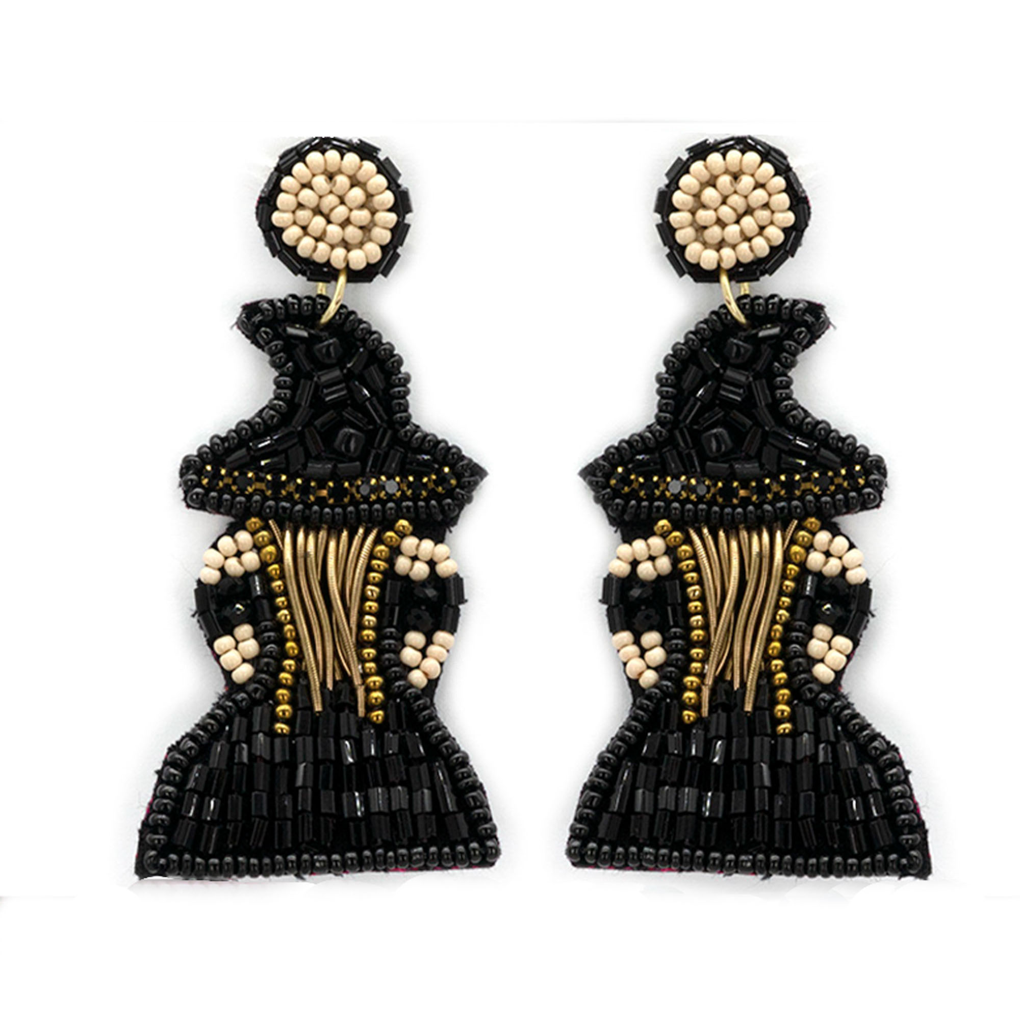SEED BEAD HALLOWEEN  WITCH POST EARRING