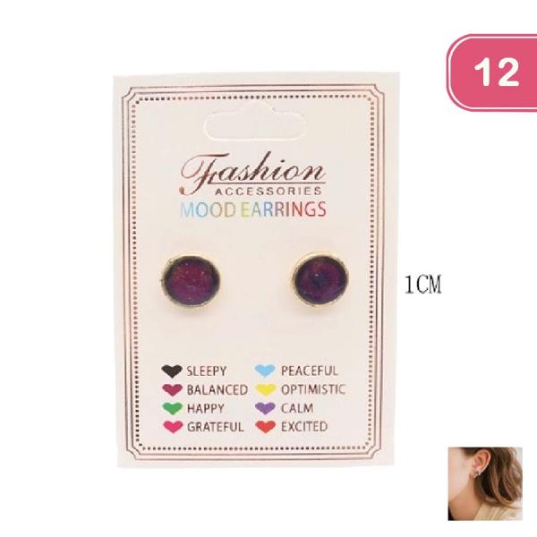 ROUND MOOD COLOR CHANGING STUD EARRINGS (12 UNITS)
