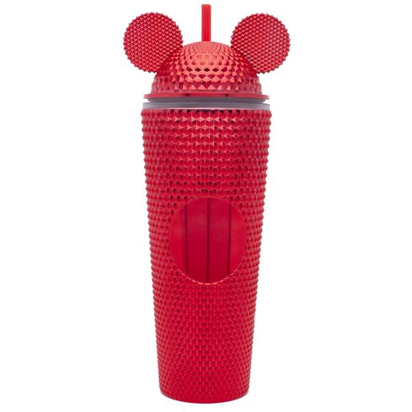 STUDDED TUMBLER CUTE EAR COVER WITH STRAW