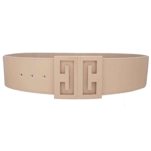COLOR COATED MIRROR C CUT OUT BUCKLE ELASTIC BELT