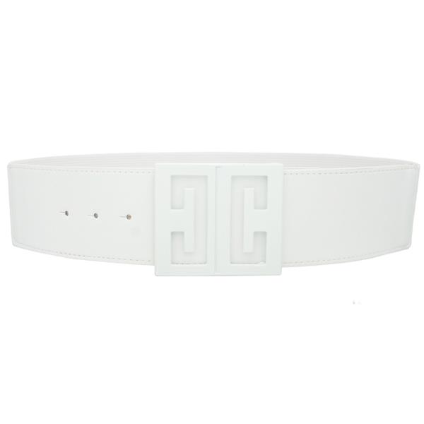 COLOR COATED MIRROR C CUT OUT BUCKLE ELASTIC BELT