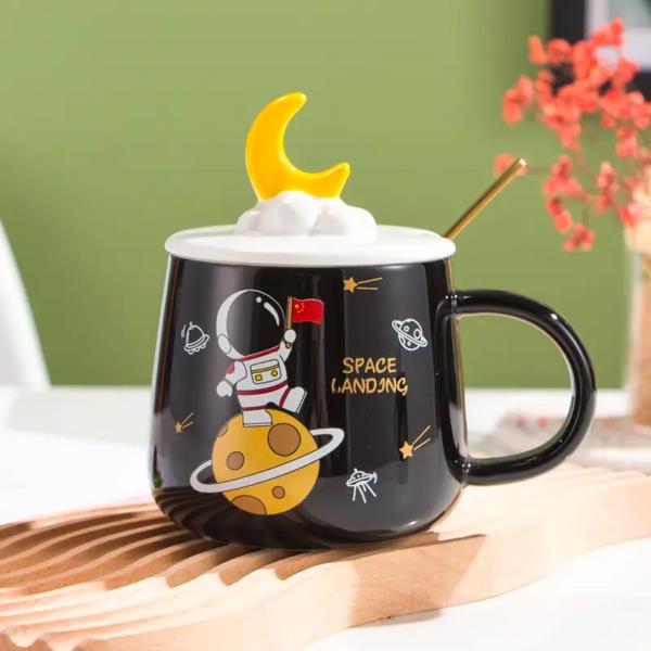 HOT SALE CARTOON PRINTED FOR HOME OFFICE 400ML WITH COVER COLORFUL COFFEE MUGS