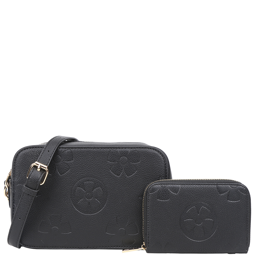 2IN1 DESIGN PRINT CHIC ZIPPER CROSSBODY BAG WITH WALLET SET