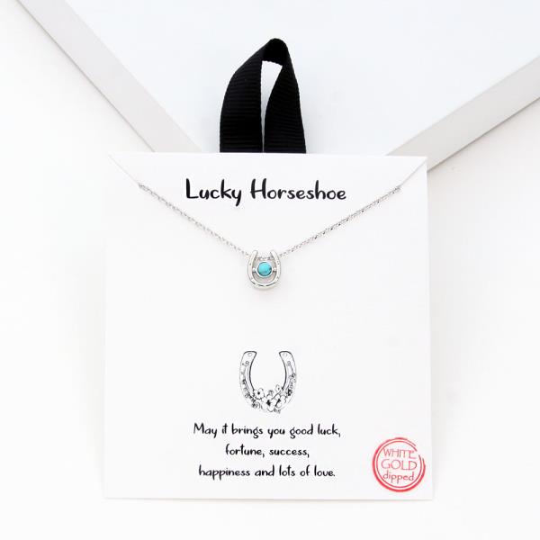 18K GOLD RHODIUM DIPPED LUCKY HORSESHOE NECKLACE