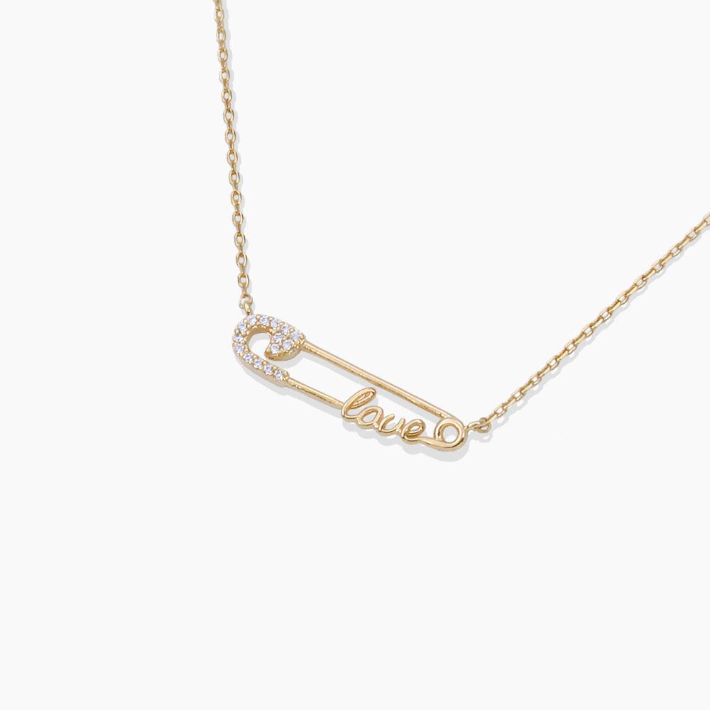 18K GOLD RHODIUM DIPPED SAFETY PIN NECKLACE