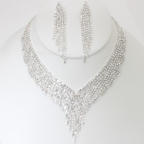 V SHAPE RHINESTONE NECKLACE