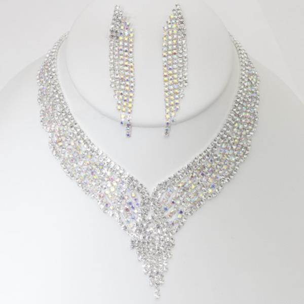 V SHAPE RHINESTONE NECKLACE